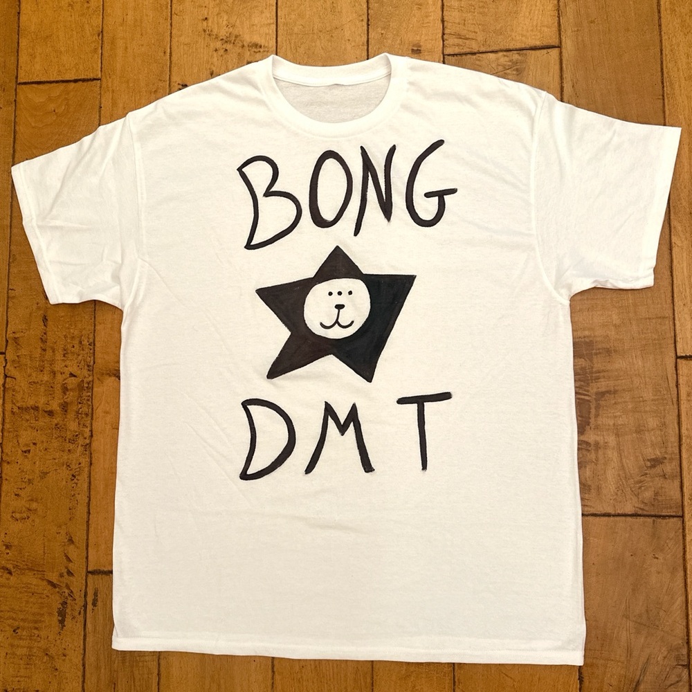 White Graphic T-Shirt with Black Print